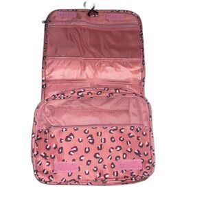 Travel Cosmetic Bag Pink Leopard Print Hanging Toiletry Organizer